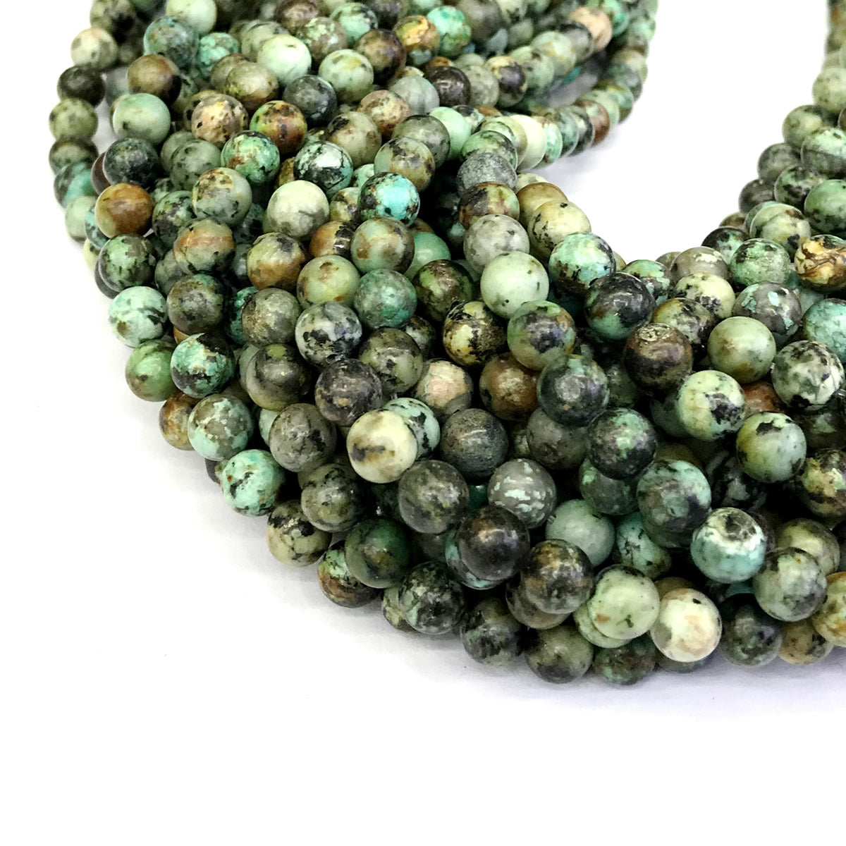 CTU17 African Turquoise Beads Smooth Round 6mm 15" Strand