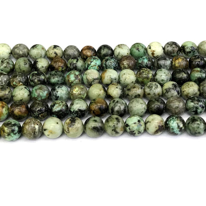 CTU18 African Turquoise Beads Smooth Round 8mm 15" Strand