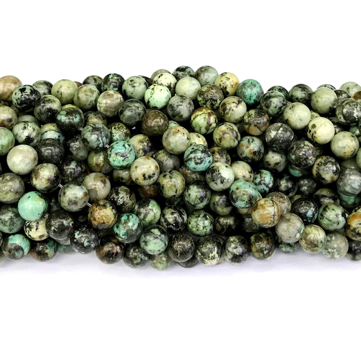 CTU18 African Turquoise Beads Smooth Round 8mm 15" Strand