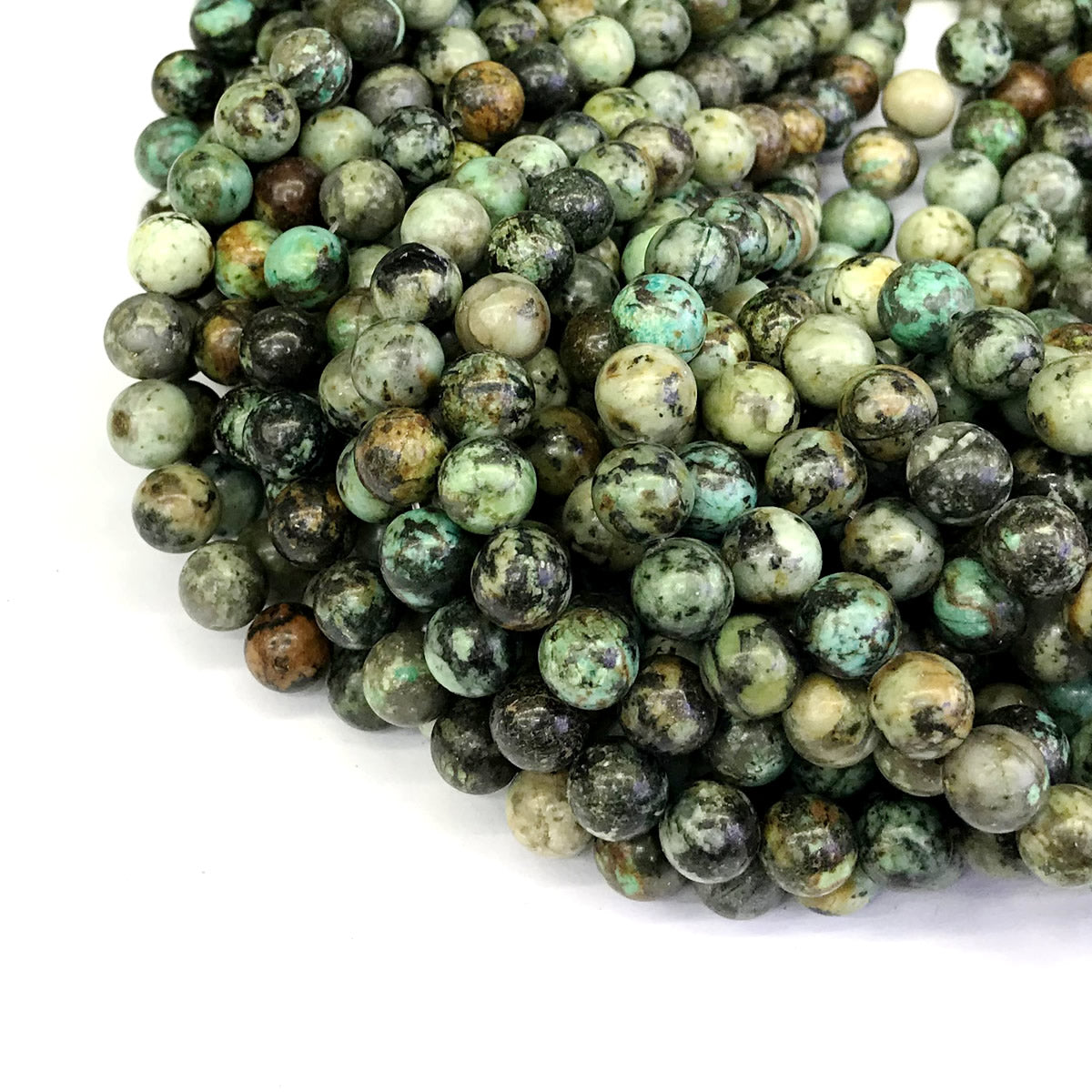 CTU18 African Turquoise Beads Smooth Round 8mm 15" Strand