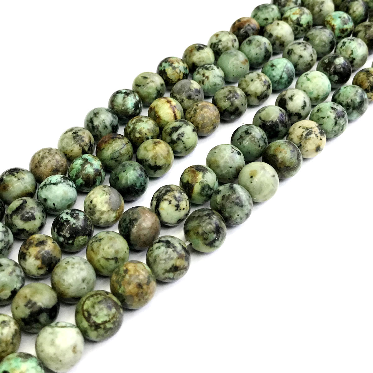 CTU19 African Turquoise Beads Smooth Round 10mm 15" Strand