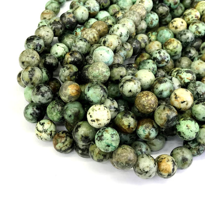 CTU19 African Turquoise Beads Smooth Round 10mm 15" Strand