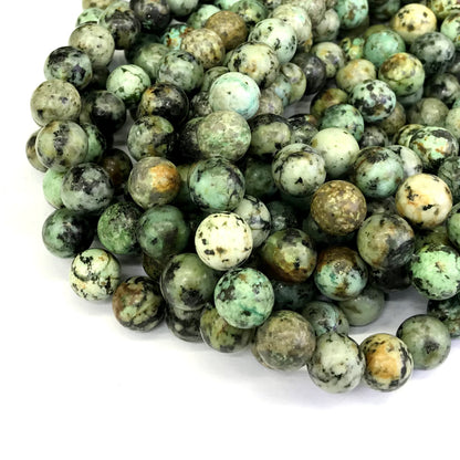 CTU20 African Turquoise Beads Smooth Round 12mm 15" Strand