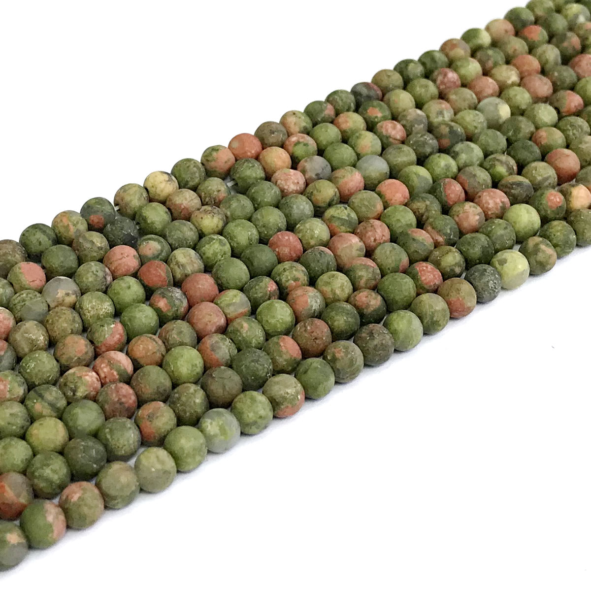 CUG01 Unakite Gemstone Beads Matte Round 4mm 15" Strand