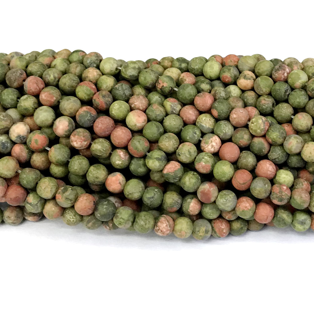 CUG01 Unakite Gemstone Beads Matte Round 4mm 15" Strand