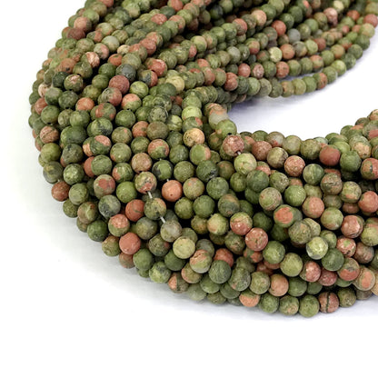 CUG01 Unakite Gemstone Beads Matte Round 4mm 15" Strand