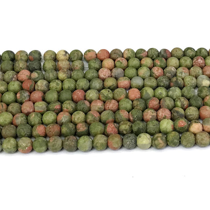 CUG02 Unakite Gemstone Beads Matte Round 6mm 15" Strand