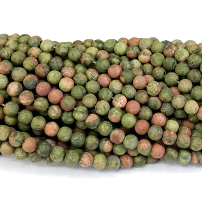 CUG02 Unakite Gemstone Beads Matte Round 6mm 15" Strand