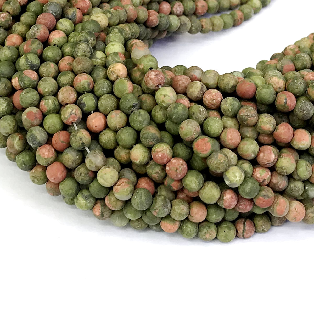 CUG02 Unakite Gemstone Beads Matte Round 6mm 15" Strand