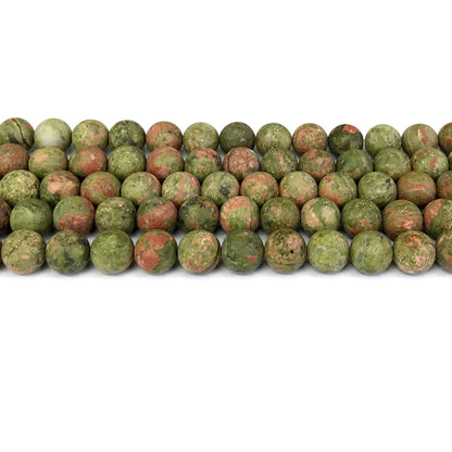 CUG03 Unakite Gemstone Beads Matte Round 8mm 15" Strand