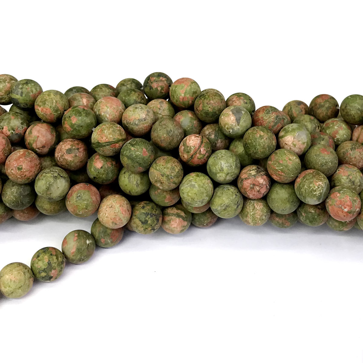 CUG03 Unakite Gemstone Beads Matte Round 8mm 15" Strand