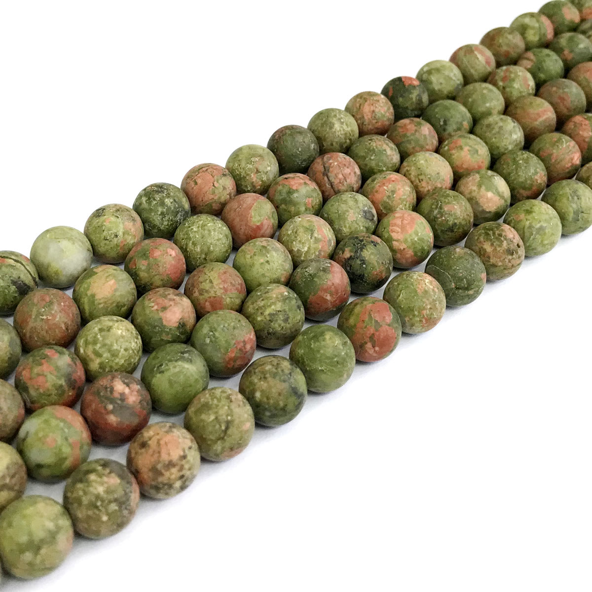 CUG04 Unakite Gemstone Beads Matte Round 10mm 15" Strand