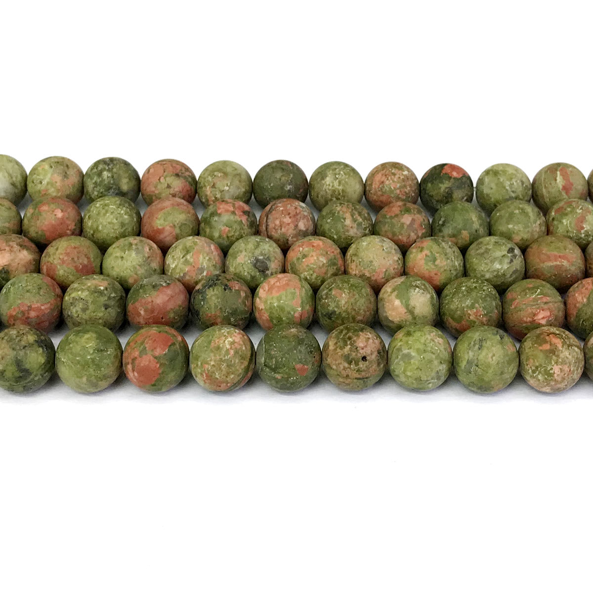 CUG04 Unakite Gemstone Beads Matte Round 10mm 15" Strand