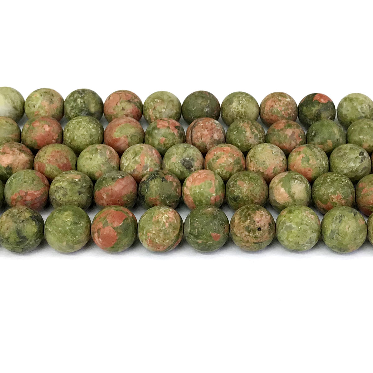 CUG05 Unakite Gemstone Beads Matte Round 12mm 15" Strand