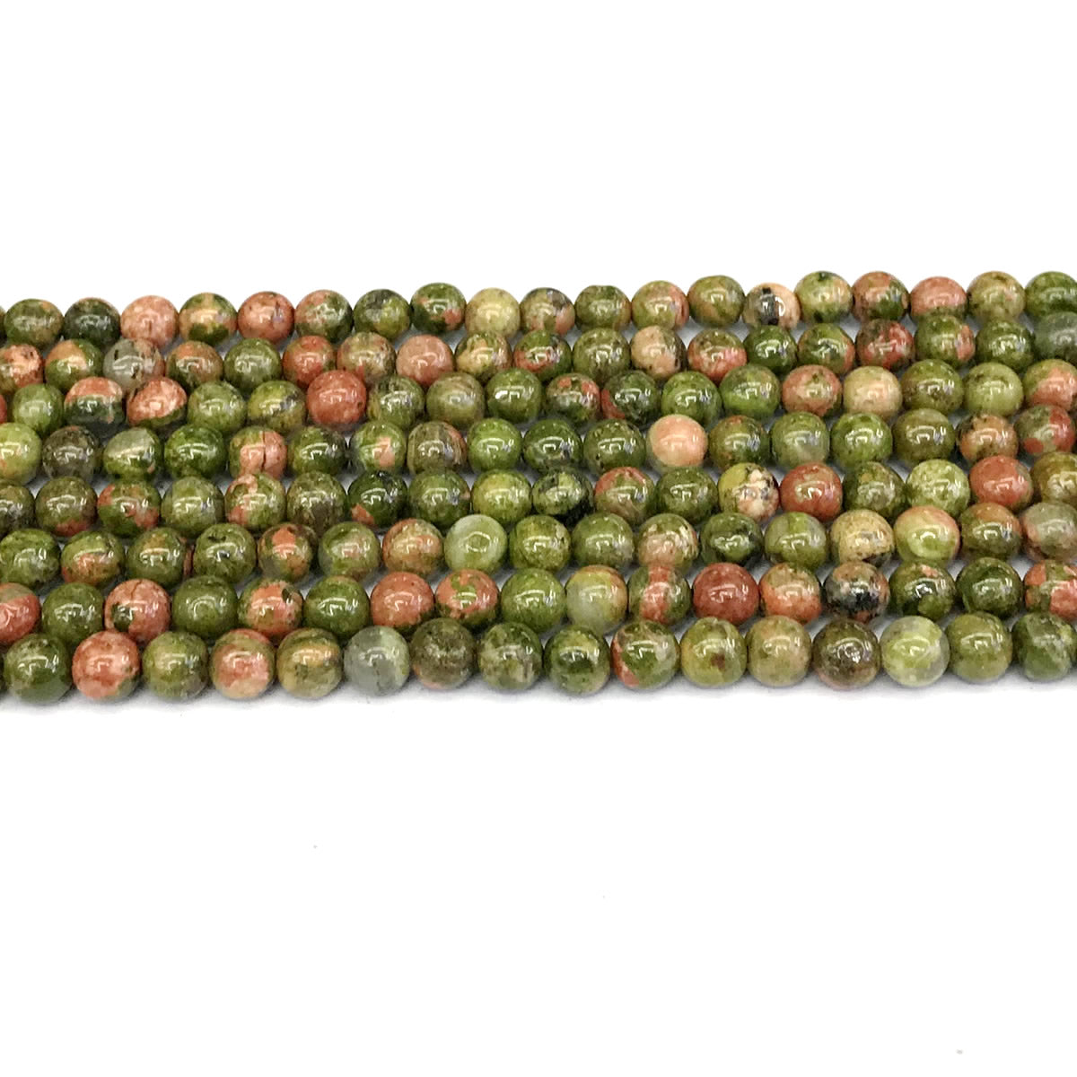 CUG08 Unakite Gemstone Beads Smooth Round 4mm 15" Strand