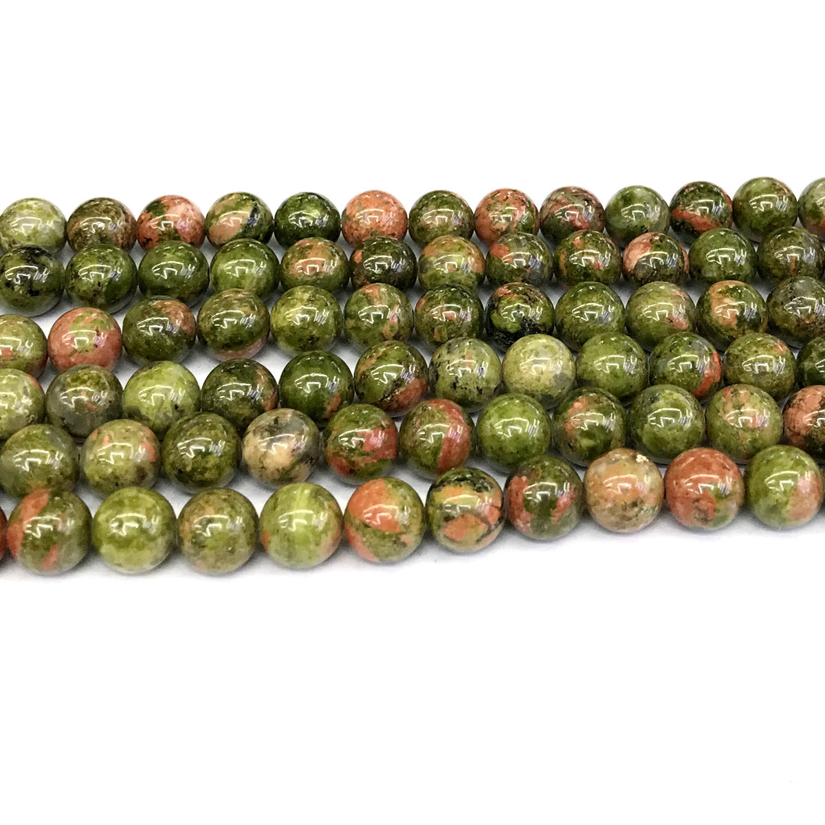 CUG10 Unakite Gemstone Beads Smooth Round 8mm 15" Strand