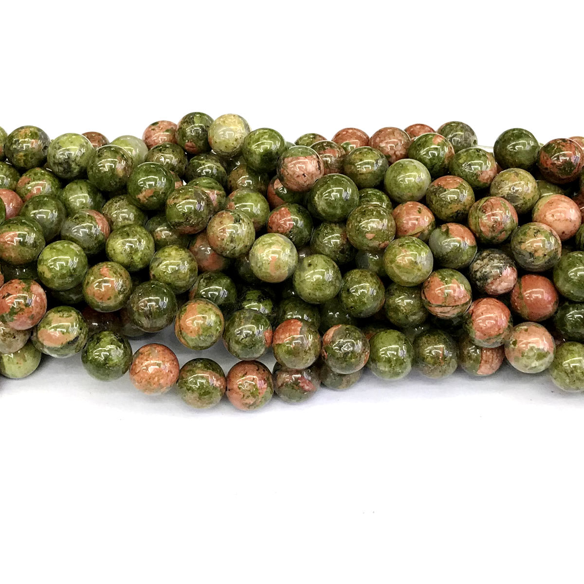 CUG10 Unakite Gemstone Beads Smooth Round 8mm 15" Strand