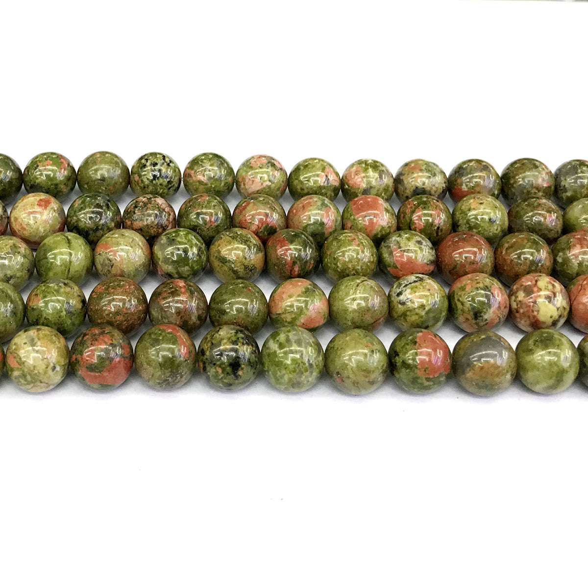 CUG11 Unakite Gemstone Beads Smooth Round 10mm 15" Strand