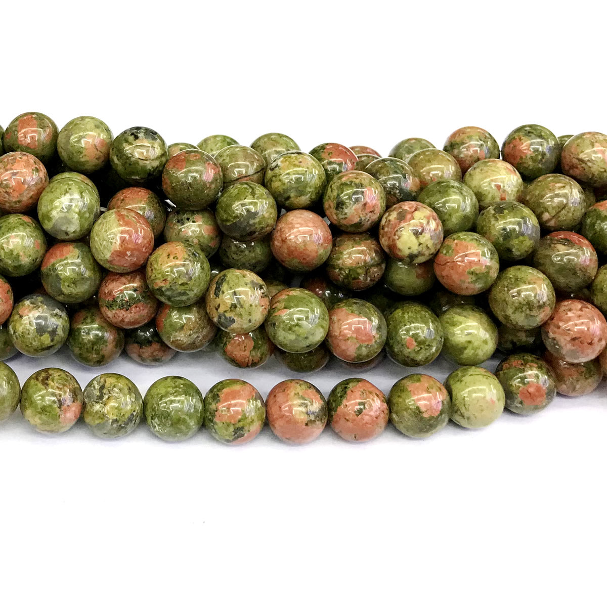 CUG11 Unakite Gemstone Beads Smooth Round 10mm 15" Strand