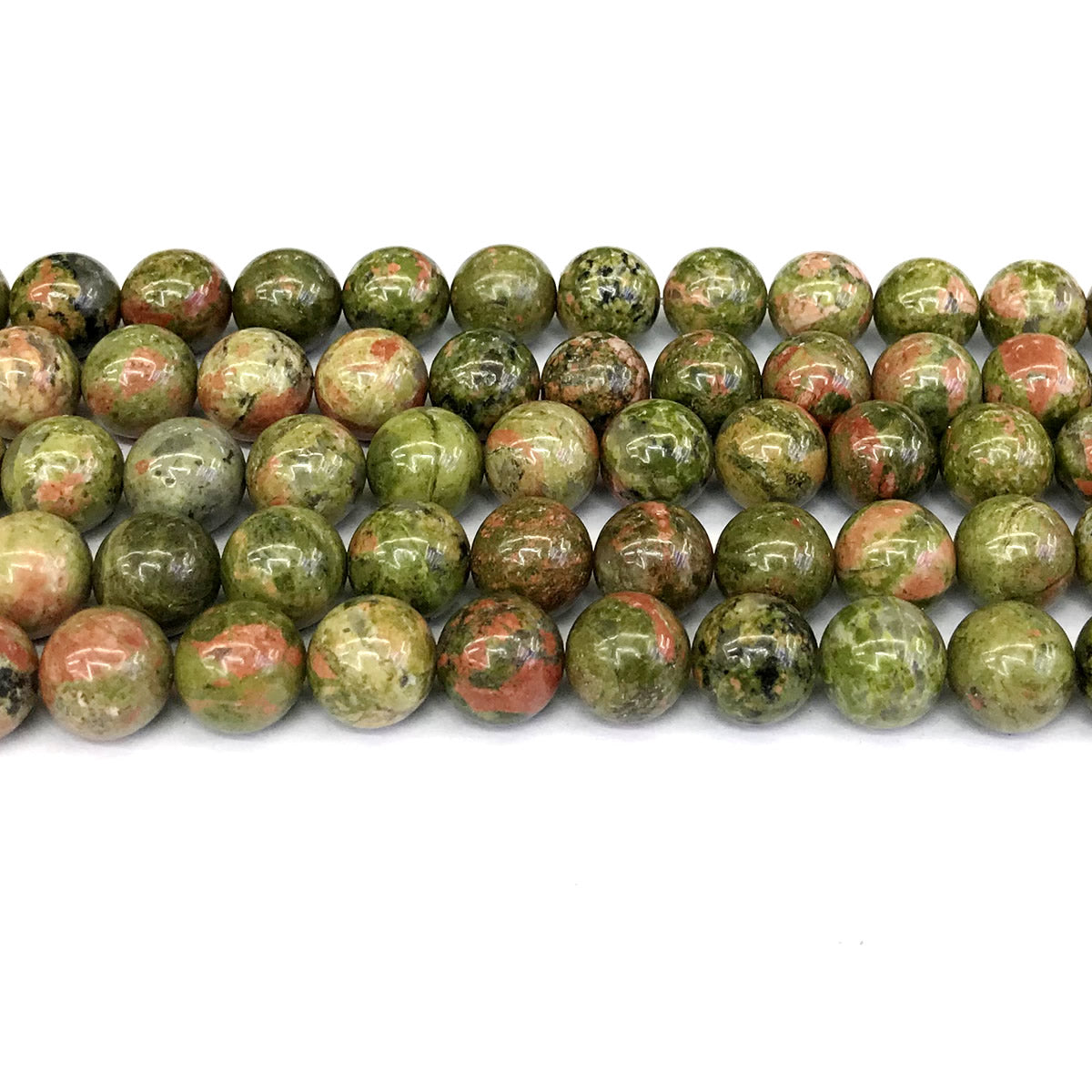 CUG12 Unakite Gemstone Beads Smooth Round 12mm 15" Strand