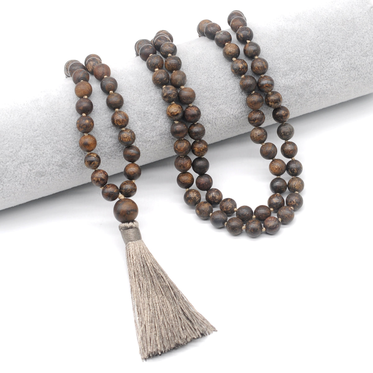 GMN22 Hand-Knotted Matte Bronzite Gemstone 108 Beads Mala Necklace