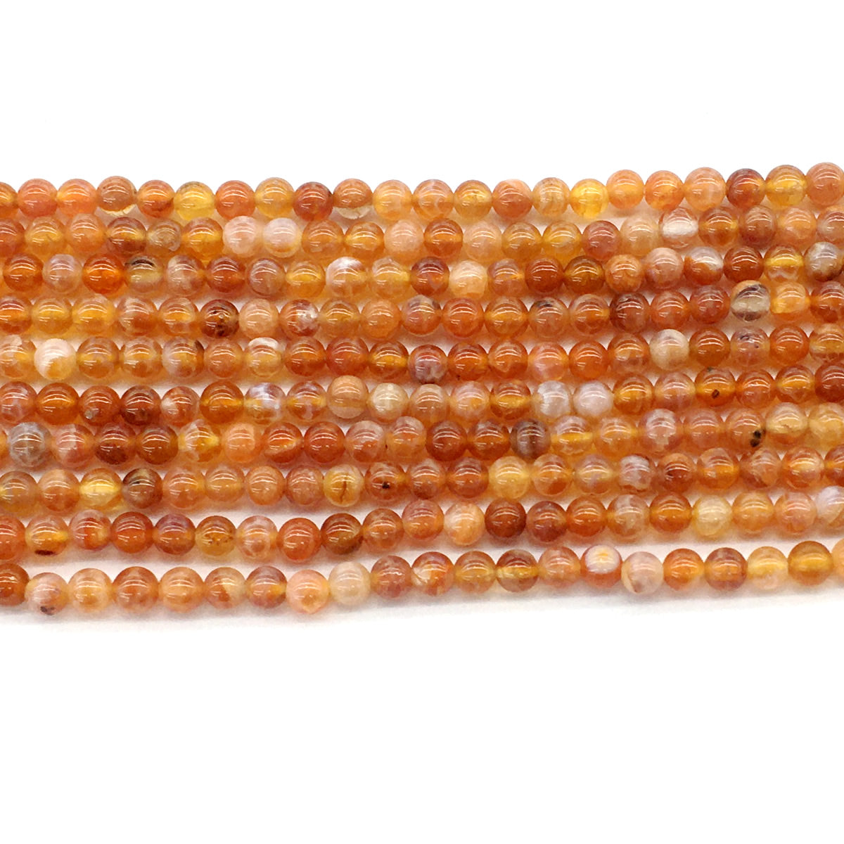 CAG01 Fire Agate Beads Smooth Round 4mm 15.5" Strand