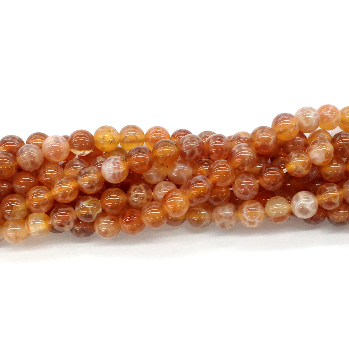 CAG02 Fire Agate Beads Smooth Round 6mm 15.5" Strand