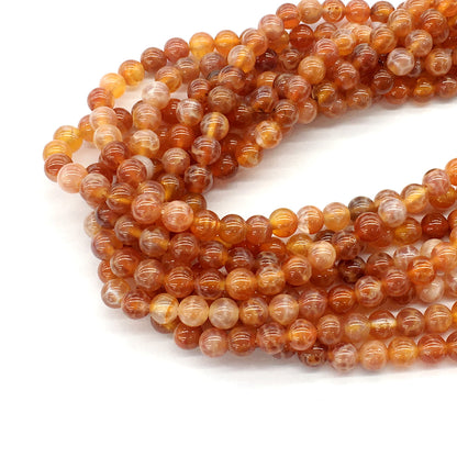 CAG02 Fire Agate Beads Smooth Round 6mm 15.5" Strand