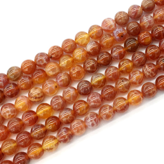 CAG03 Fire Agate Beads Smooth Round 8mm 15.5" Strand