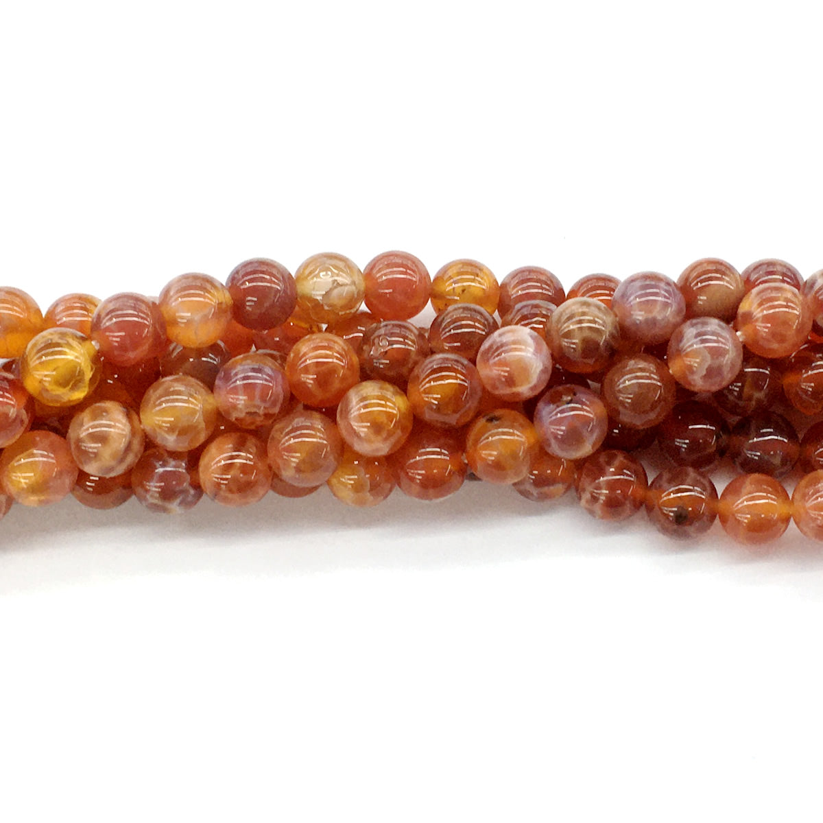 CAG03 Fire Agate Beads Smooth Round 8mm 15.5" Strand