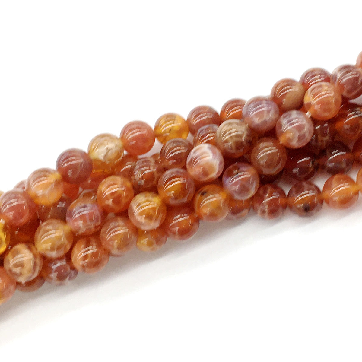 CAG03 Fire Agate Beads Smooth Round 8mm 15.5" Strand