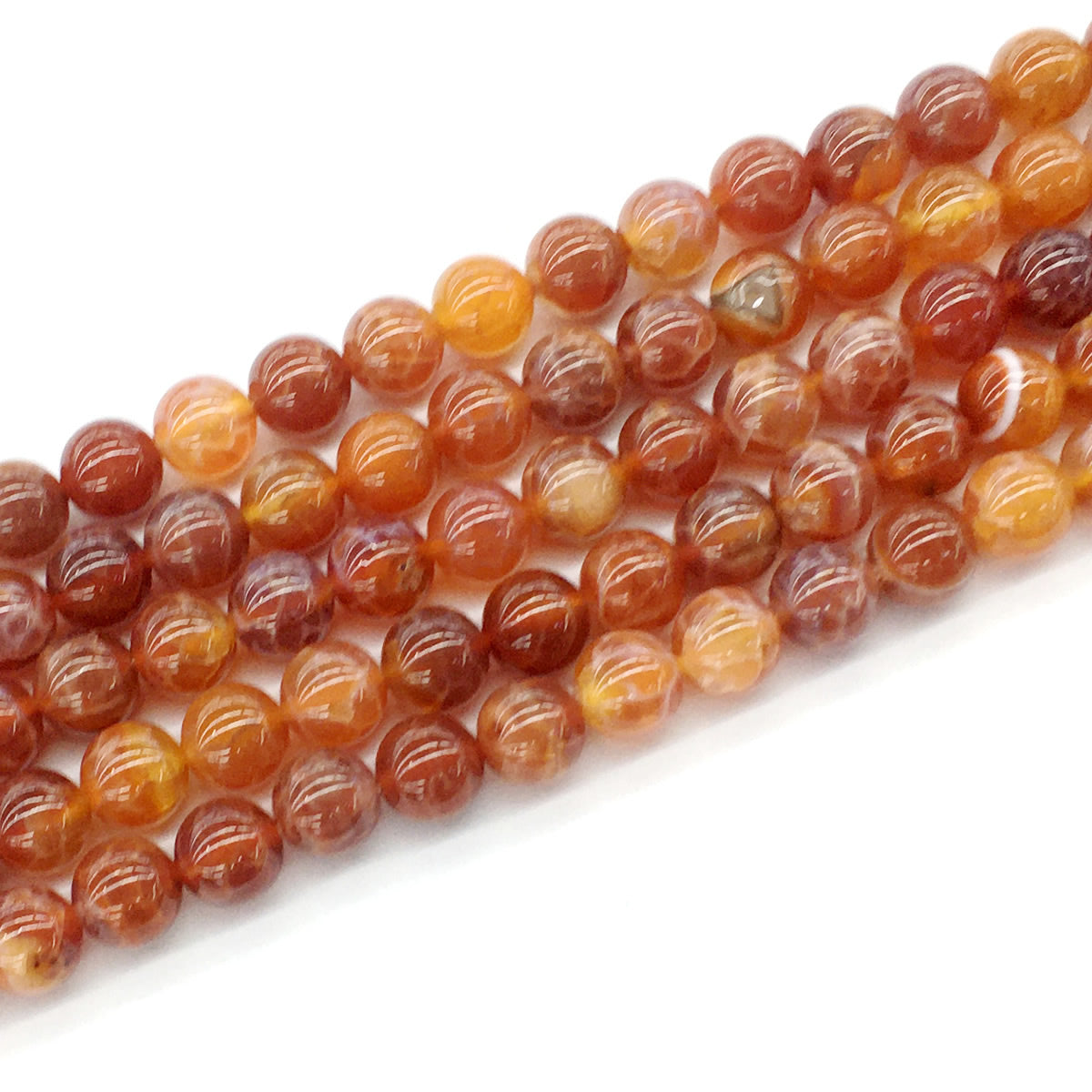 CAG04 Fire Agate Beads Smooth Round 10mm 15.5" Strand