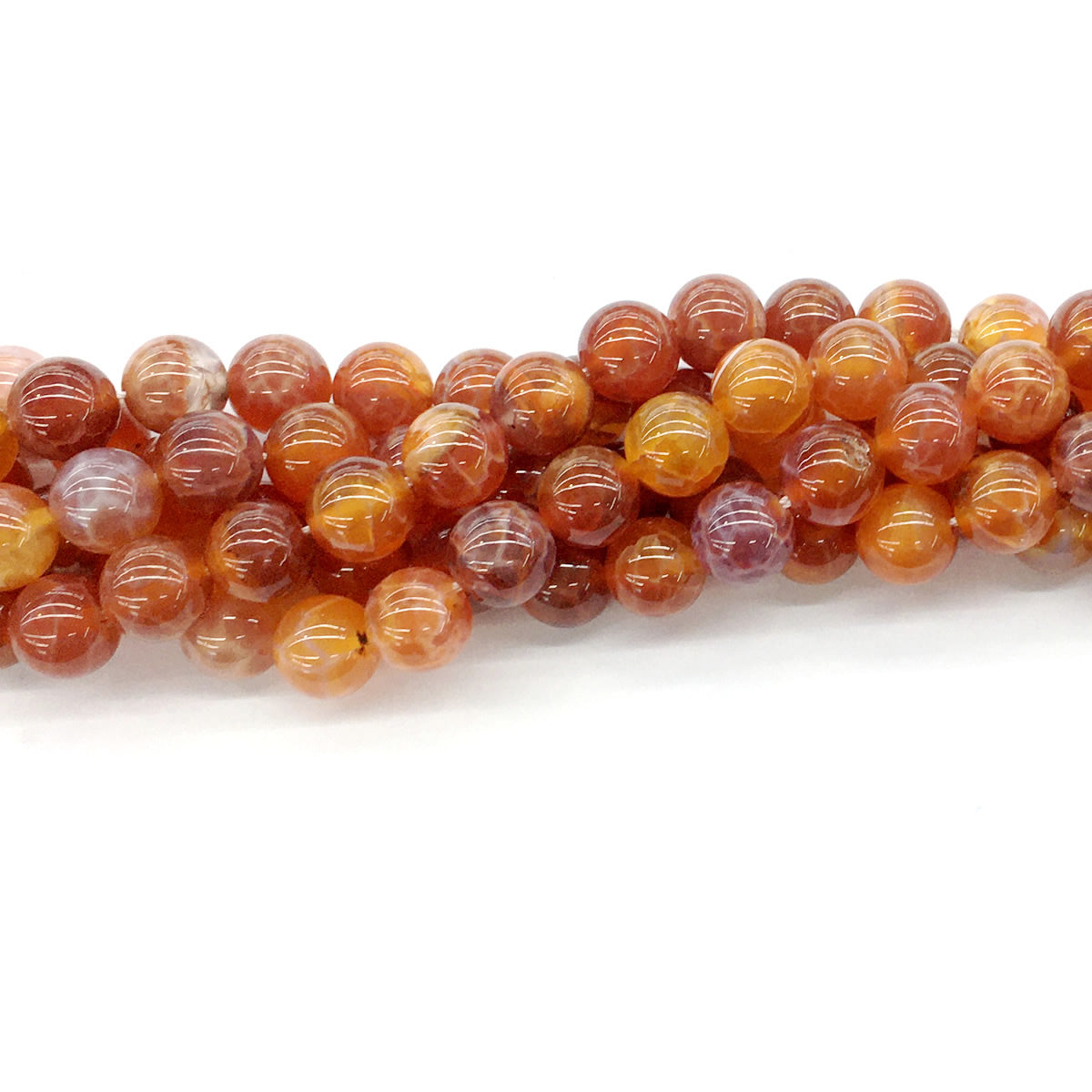 CAG04 Fire Agate Beads Smooth Round 10mm 15.5" Strand