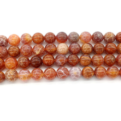 CAG05 Fire Agate Beads Smooth Round 12mm 15.5" Strand