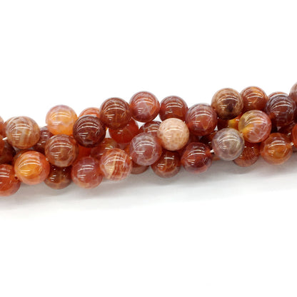 CAG05 Fire Agate Beads Smooth Round 12mm 15.5" Strand