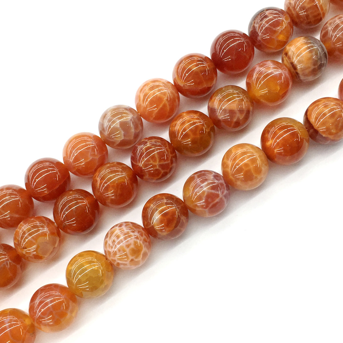 CAG06 Fire Agate Beads Smooth Round 14mm 15.5" Strand