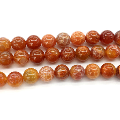 CAG06 Fire Agate Beads Smooth Round 14mm 15.5" Strand