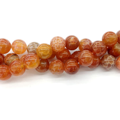 CAG06 Fire Agate Beads Smooth Round 14mm 15.5" Strand