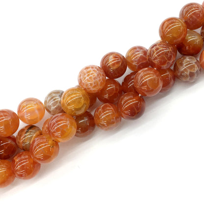 CAG06 Fire Agate Beads Smooth Round 14mm 15.5" Strand