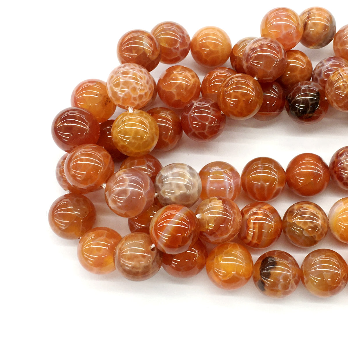 CAG06 Fire Agate Beads Smooth Round 14mm 15.5" Strand