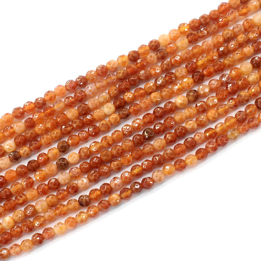 CAG10 Fire Agate Beads Faceted Round 4mm 15.5" Strand