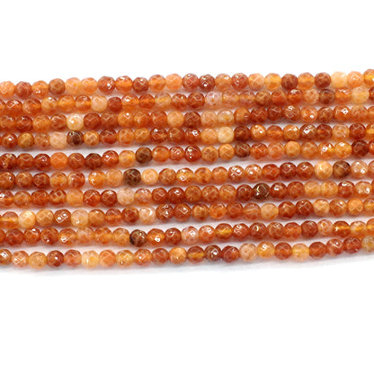 CAG10 Fire Agate Beads Faceted Round 4mm 15.5" Strand