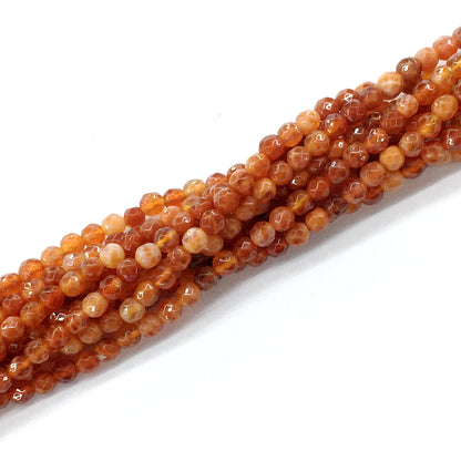 CAG10 Fire Agate Beads Faceted Round 4mm 15.5" Strand