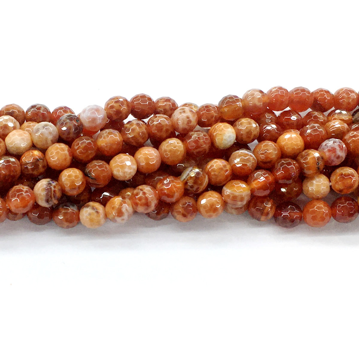 CAG11 Fire Agate Beads Faceted Round 6mm 15.5" Strand