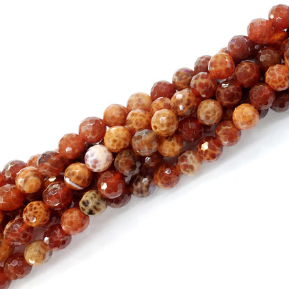 CAG12 Fire Agate Beads Faceted Round 8mm 15.5" Strand