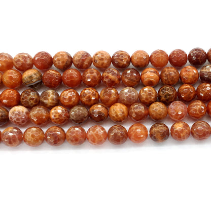 CAG14 Fire Agate Beads Faceted Round 10mm 15.5" Strand