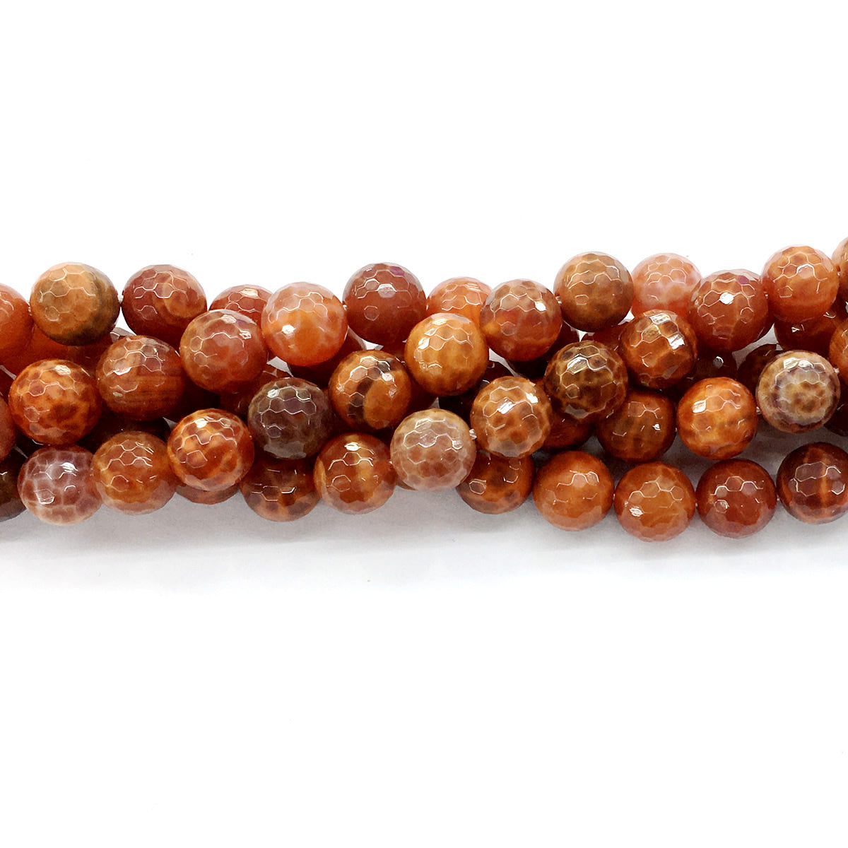 CAG14 Fire Agate Beads Faceted Round 10mm 15.5" Strand