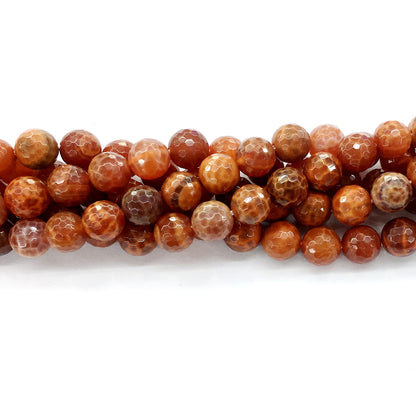 CAG14 Fire Agate Beads Faceted Round 10mm 15.5" Strand