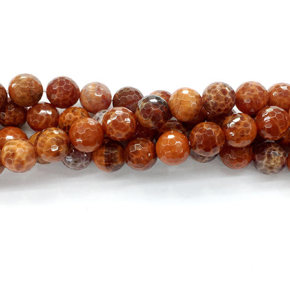 CAG15 Fire Agate Beads Faceted Round 12mm 15.5" Strand