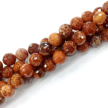 CAG15 Fire Agate Beads Faceted Round 12mm 15.5" Strand